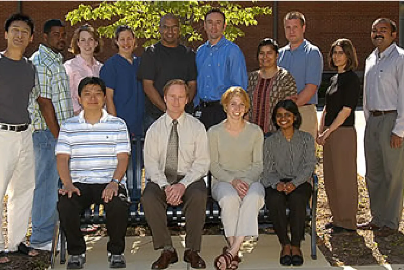 Center for Retrovirus Research Group Members outside in 2003