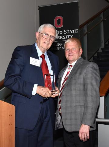 Ed Hagenlocker with Dean Rustin Moore receiving his honorary distinguished alumni award 